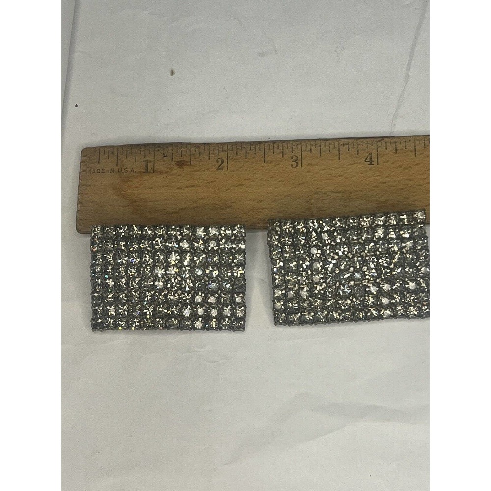 Pair Antique 1920’s French Art Deco Paste Rhinestone White Metal Shoe Buckles